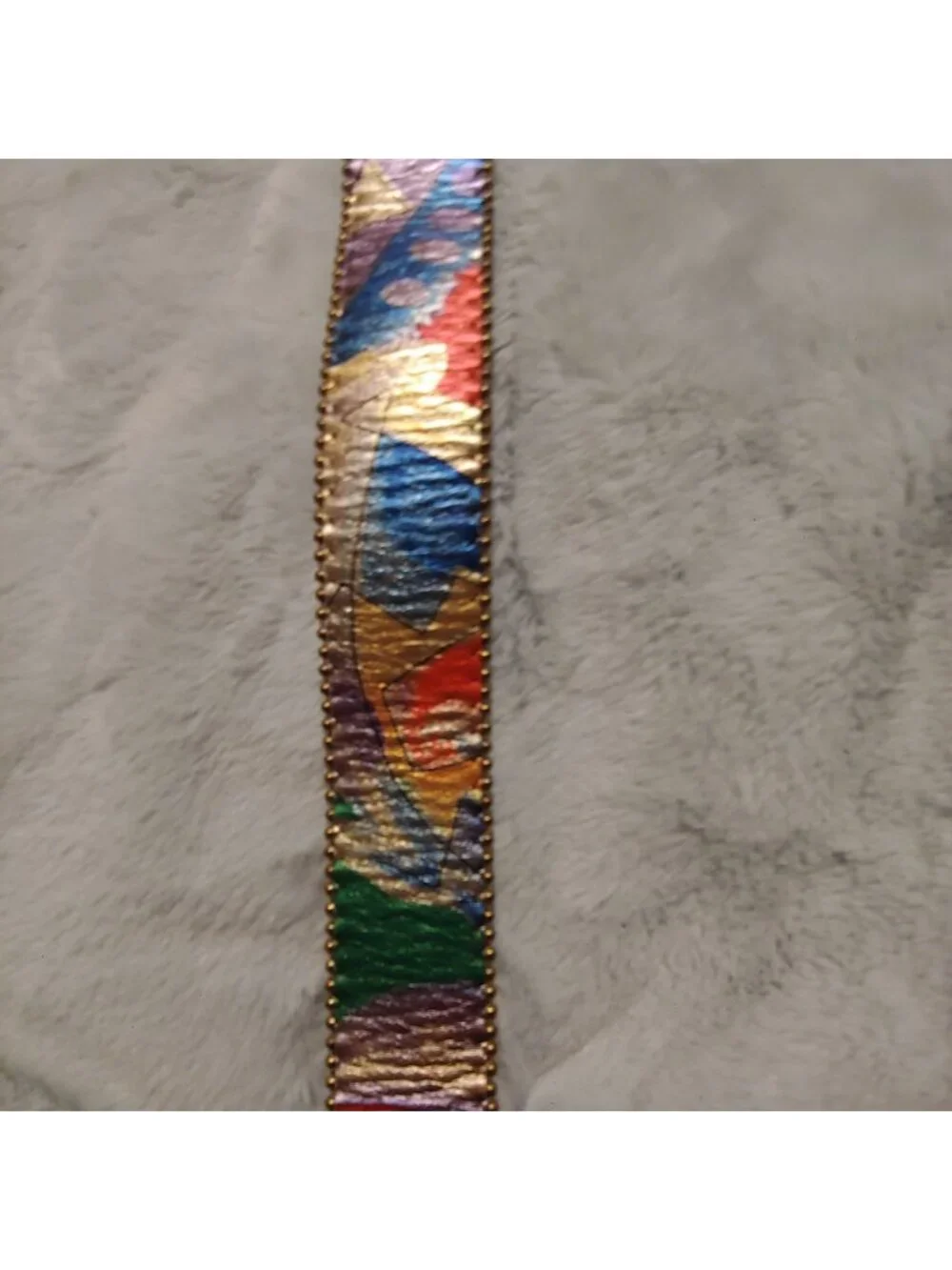 B.B. Simon Leather Belt Art Y2K Maximalist Statement Gold Western Metallic